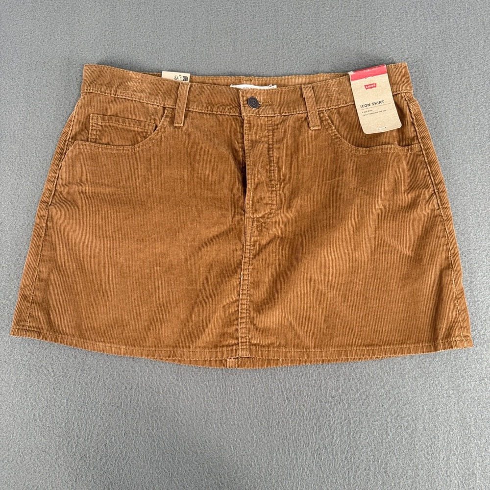 Levi's Icon Skirt Women Size 32 Tan Brown Corduroy Mini A46940059